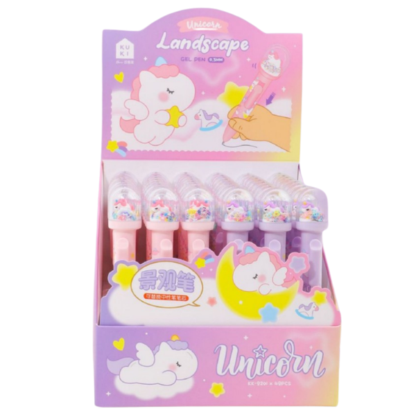 Długopis Z Kopułą Brokat Figurka Jednorożca Niebieski Tusz 0.5mm