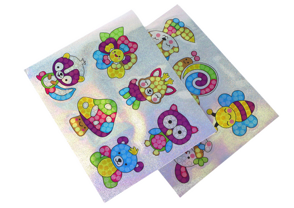 Set aus DIY-Diamantaufklebern, bunten Tieraufklebern