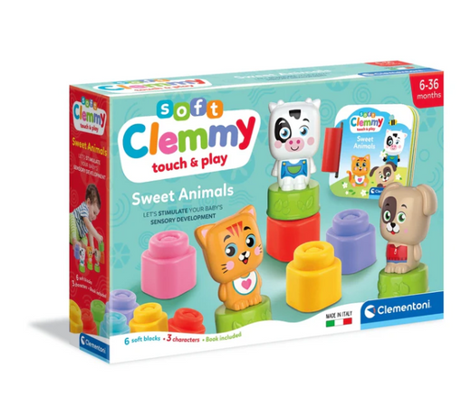 Clemmy Süße Tiere Kätzchen, Hündchen & Kuh Bausteine & Heft Clementoni 17849