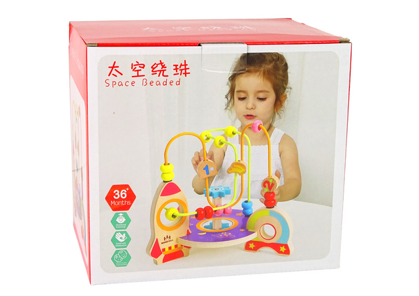 Educational Wooden Interlacing with Rocket Space bead maze