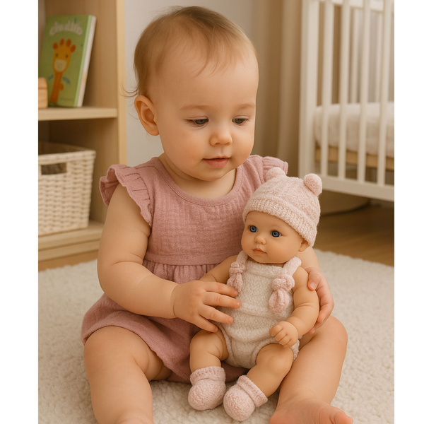Baby Doll, Pink Outfit, Hat, Bib, 18 cm