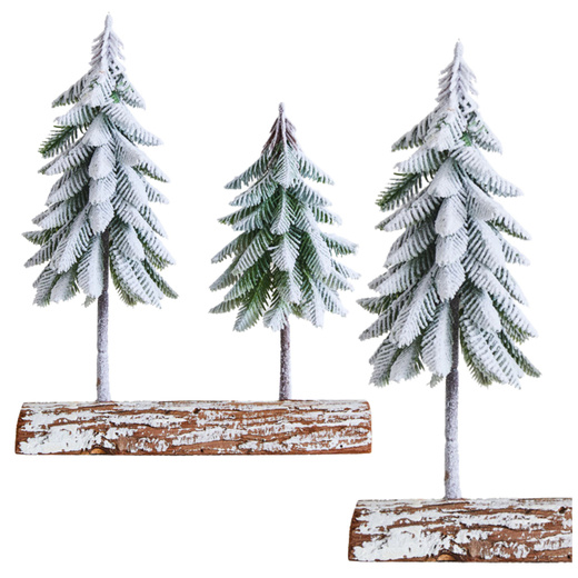 Christmas Tree Composition Decoration on a Trunk Covered with Snow 34 x 28 cm