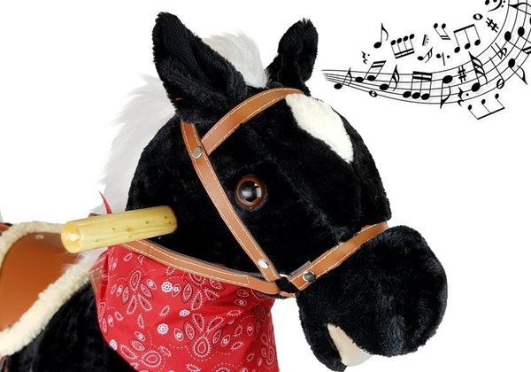 Black and white rocking horse Sounds Moves Snout Tail 74 cm