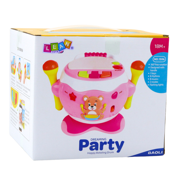 Babytrommel, Musikalisch, Interaktiv, Lichter, Geräusche, Rosa