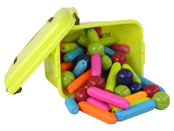 Large Set of Magnetic Blocks in a Case, 64 Elements