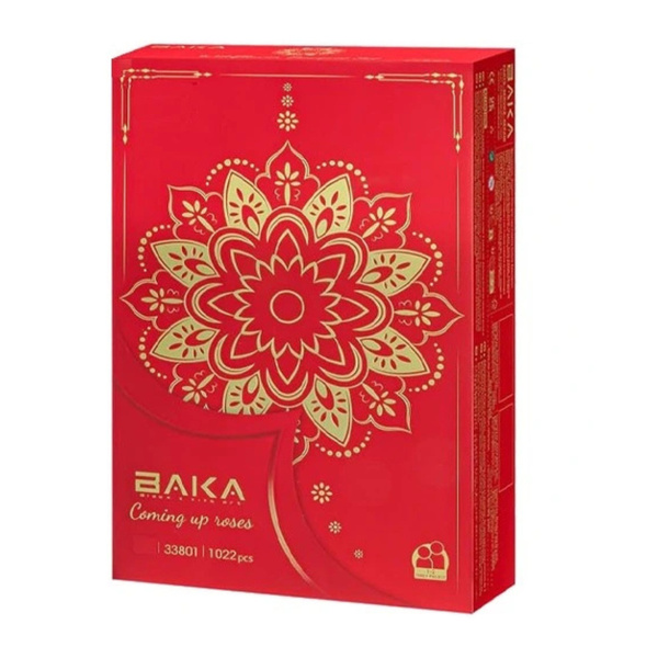 Construction Blocks Bouquet of Roses in a Vase White Red 1022 pcs.