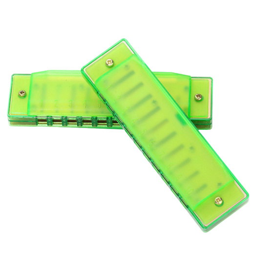 10-Loch-Mundharmonika für Anfänger, grünes Etui