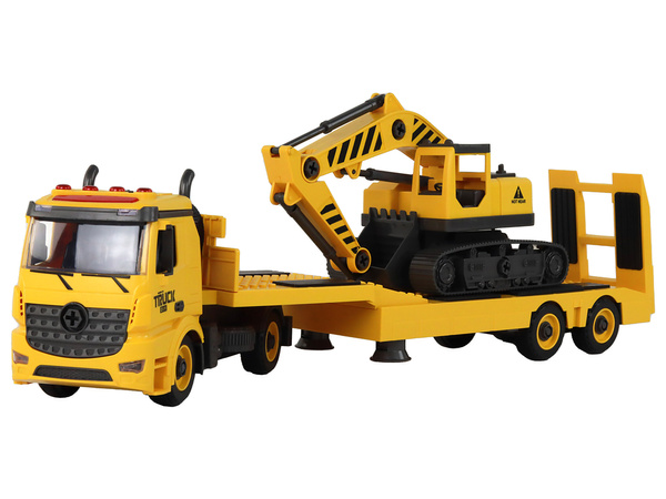 Zusammenklappbarer Abschleppwagen mit Raupenbagger, Sound-Licht, DIY, Gelb
