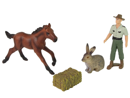 Set mit Tierfiguren Pferd Hase Bauer