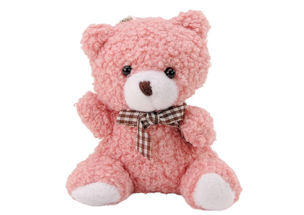 Plüsch-Rosa kleiner Teddybär, kuscheliges Maskottchen-Schlüsselanhänger, 10 cm