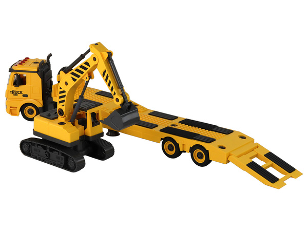 Zusammenklappbarer Abschleppwagen mit Raupenbagger, Sound-Licht, DIY, Gelb