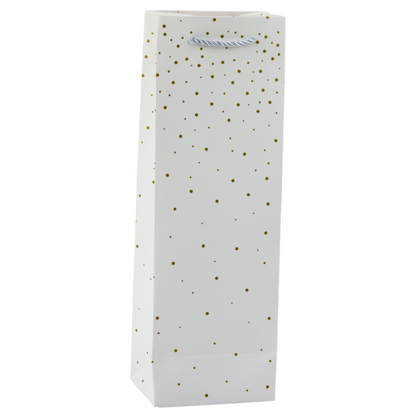 Geschenktüte für Weinflaschen, Papier, goldene Punkte, 35 x 12 x 9 cm