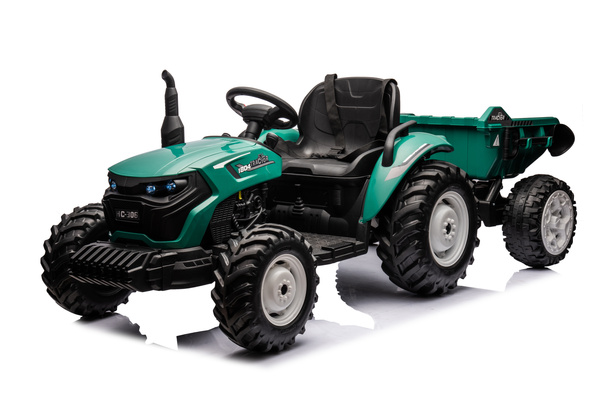 HC-306 Battery Operated Tractor With Trailer Dark Green 24V