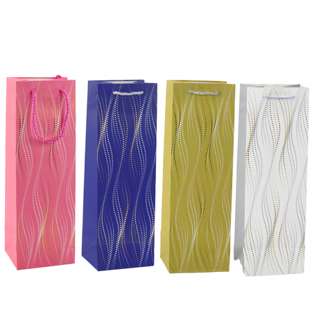Bottle Gift Bag Shimmering Waves 35 x 12 x 9 cm