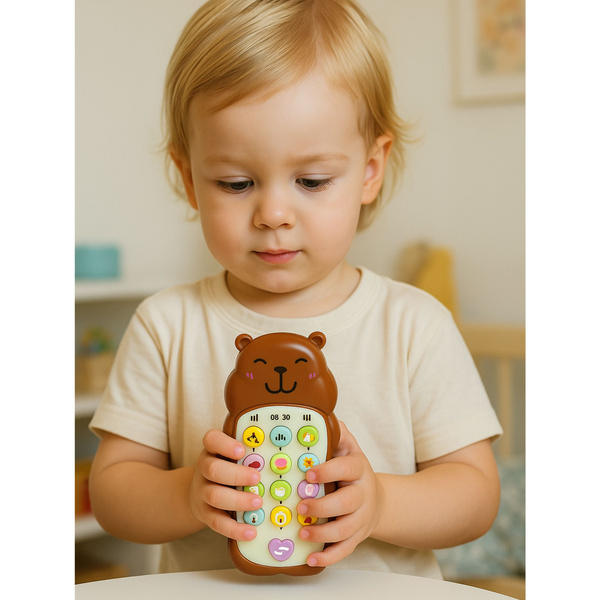 Children's Educational Phone Lights Sounds Melodies Capybara Brown