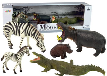 Africa Wild Animals Hippo Zebra Figurine Set