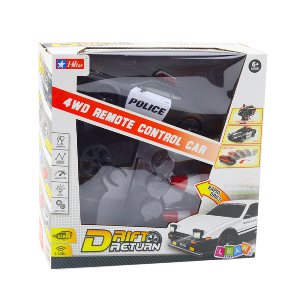 Sport-Drift-Auto mit austauschbaren Rädern, ferngesteuerter RC-4WD-Polizei