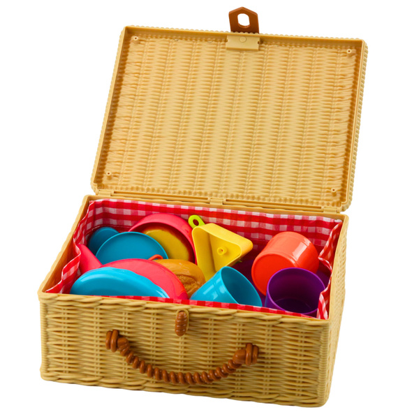 Tea Set in a Basket Cups Plates Sweets 23 pcs.