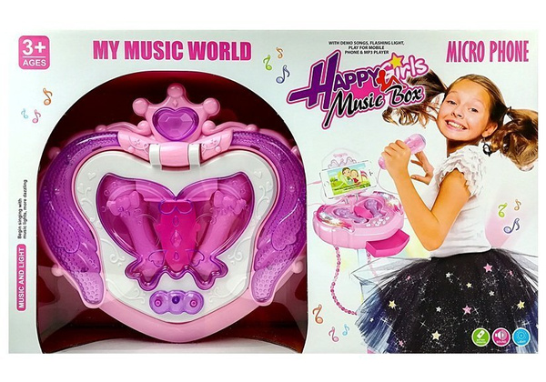 Spieldose auf Ständer Mikrofon Lautsprecher Rosa