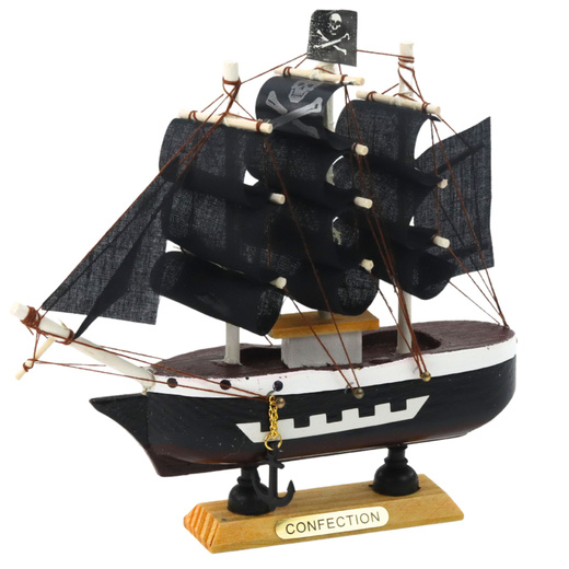 Sammlermodell Dekoratives Piratensegelschiff Schwarz 16x15cm