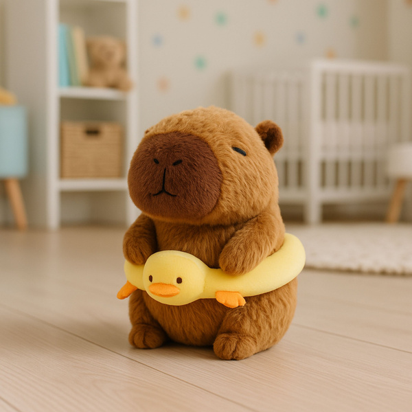 Plush Capybara Yellow Lifebuoy with Duck Brown 20cm