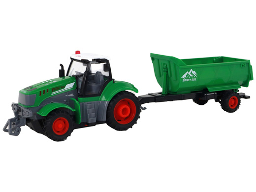 R/C Tractor with Trailer 1:24 Lights Green   
