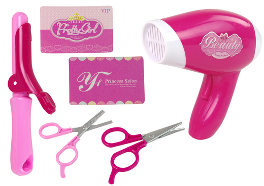 Beauty-Set für die kleine Dame Friseurzubehör + batteriebetriebener Haartrockner mit Lärm!