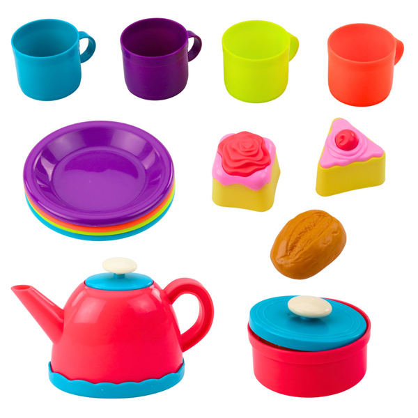 Tea Set in a Basket Cups Plates Sweets 23 pcs.