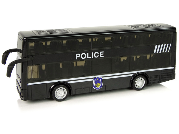 Schwarzer Doppeldecker-Polizeibus mit Pull Down Sound