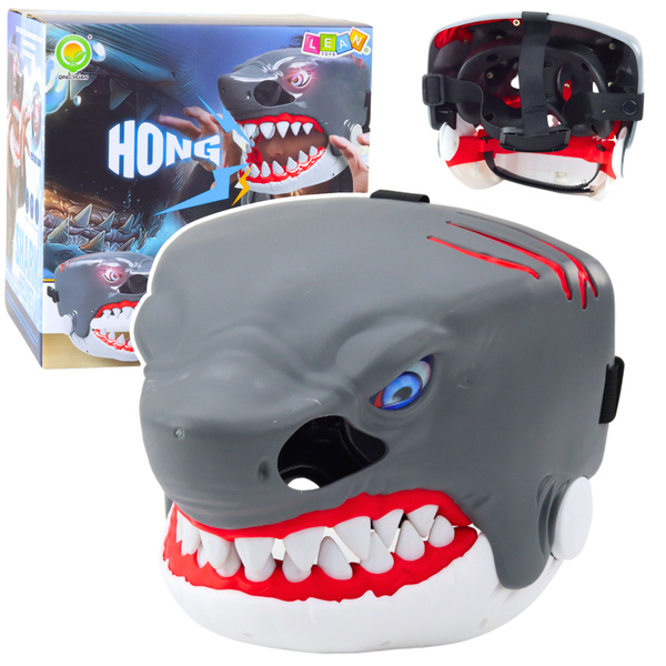 Shark Mask Opening Mouth Lights Sounds Adjustable Strap