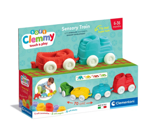 Clemmy Sensory Color Train Locomotive, Wagons & Soft Blocks Clementoni 17961