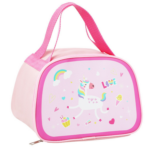 Thermoisolierende Frühstücks-Lunchtasche, rosa Einhorn, 23 cm