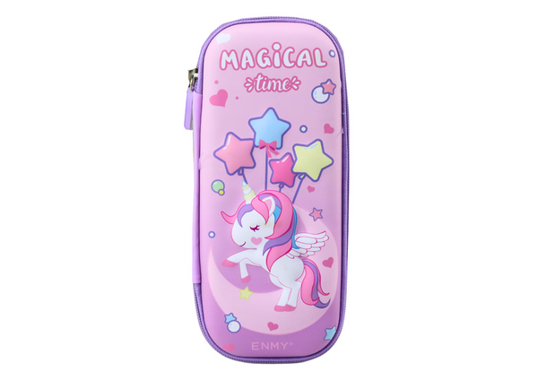 3D-Einhorn-Federmäppchen, erweiterbar, Lila, 23 x 10 x 5 cm