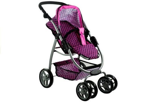2in1 Doll Bogie and Stroller Alice - Pink With Black Dots
