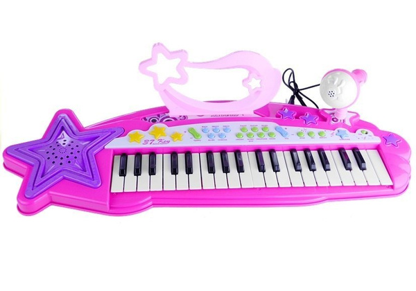 Kinder Piano Keyboard 37 Tasten MP3 + Mikrofon Rosa Klavier Musik