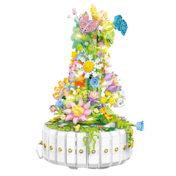 Construction Blocks Floral Composition with Butterflies LED Lights 1399 pcs.