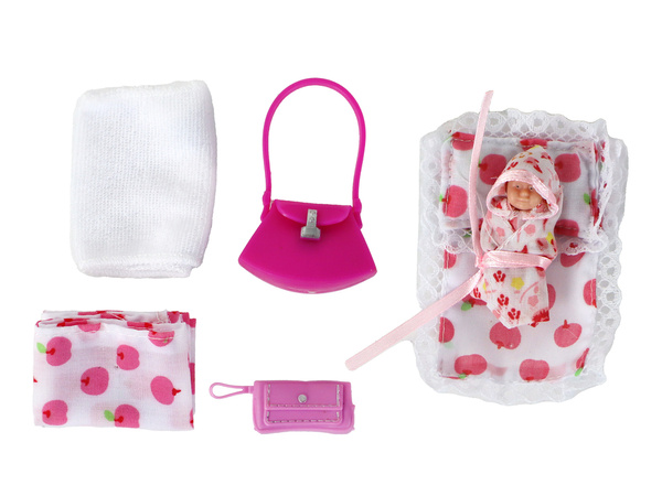 Lucy Doll Set Pregnant Baby Stroller Long Brown Hair