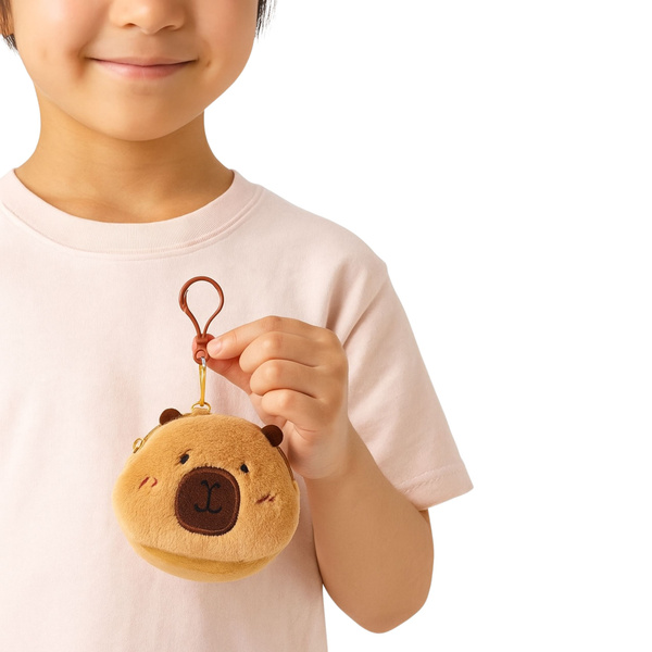 Plüsch-Capybara-Geldbörsen-Schlüsselanhänger für Kinder, Braun