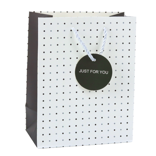 Geschenktüte mit Dots-Aufschrift „Just For You“ 23 x 18 x 10,5 cm