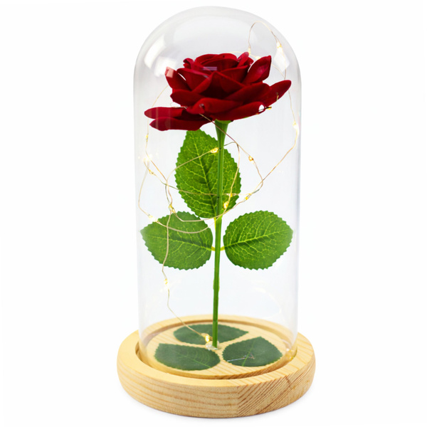 Eternal Rose In Glass Dome LED Lighting Red 21x11cm