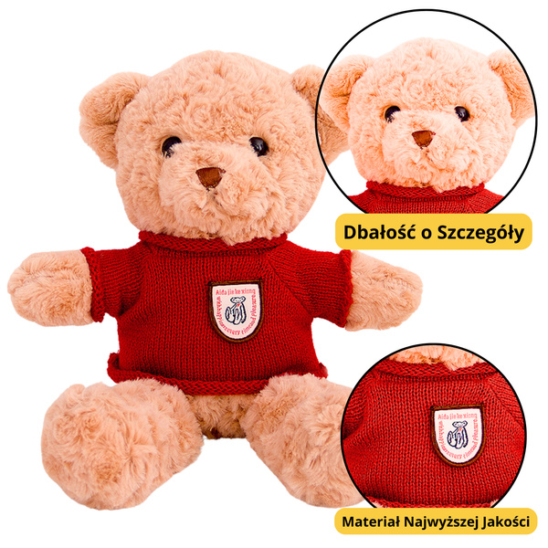 Plüsch Maskottchen Kuscheltier Teddybär Beige Rot Pullover 40cm