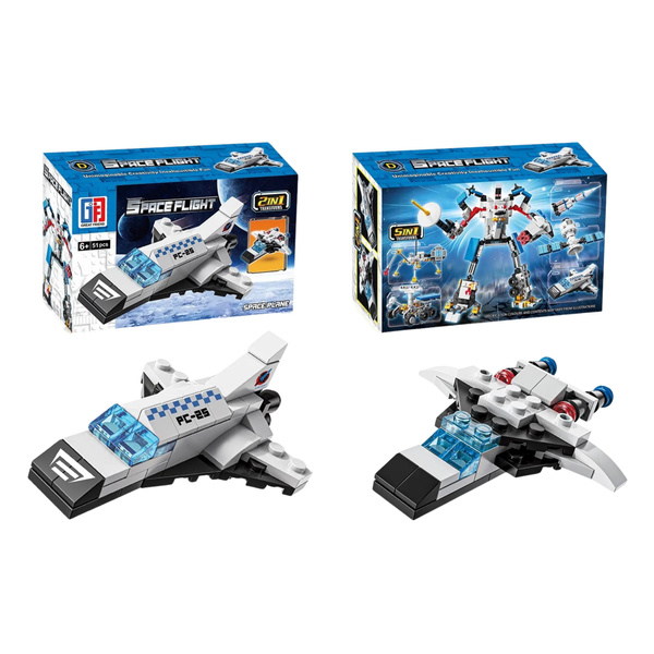 Bausteine Weltraum Set Raketen Antennen Roboter 2in1 44-54 tlg.