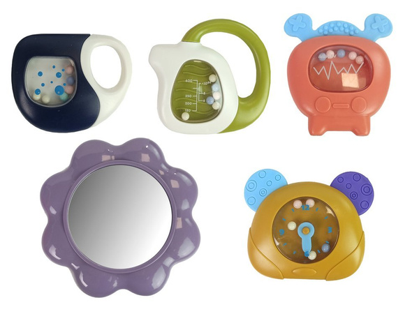 Baby Mat with Foam Rattles Teething Ring Mirror Sound Pink