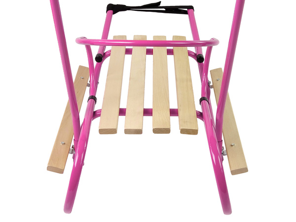 Metallschlitten mit Schiebestange Rückenlehnengurt Rosa