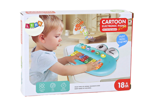 Pädagogische musikalische Klavierorgel, grünes Krokodil, Lichtklänge