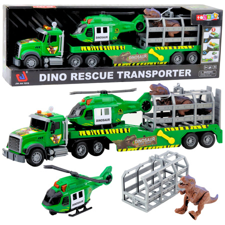 Set LKW-Hubschrauberkäfig mit Dinosaurierwelt-Sounds grün