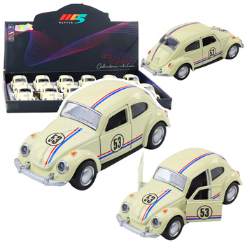 Classic Car Beetle Metal Drive Opening Doors Beige 1:32
