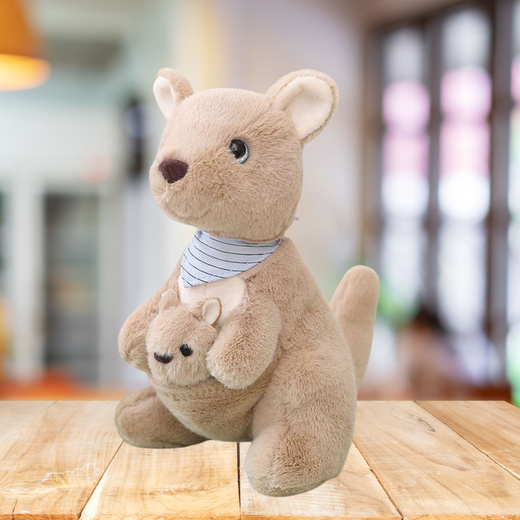 Plüsch Maskottchen Kuscheltier Känguru mit Jungem 23cm