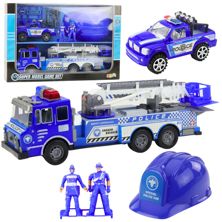 Large Police Car Figures Helmet Set for Children Blue