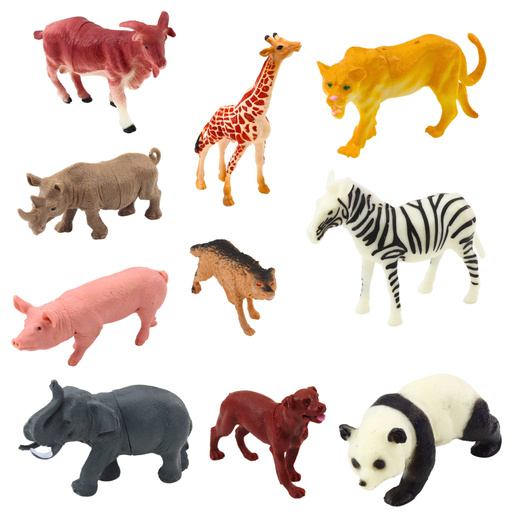 Set of Figurines Home Wild Animals Plants Chest 58 pcs
